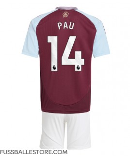 Günstige Aston Villa Pau Torres #14 Heimtrikotsatz Kinder 2024-25 Kurzarm (+ Kurze Hosen)